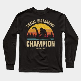 Social Distancing Champion Bigfoot Riding The Loch Ness Monster Long Sleeve T-Shirt